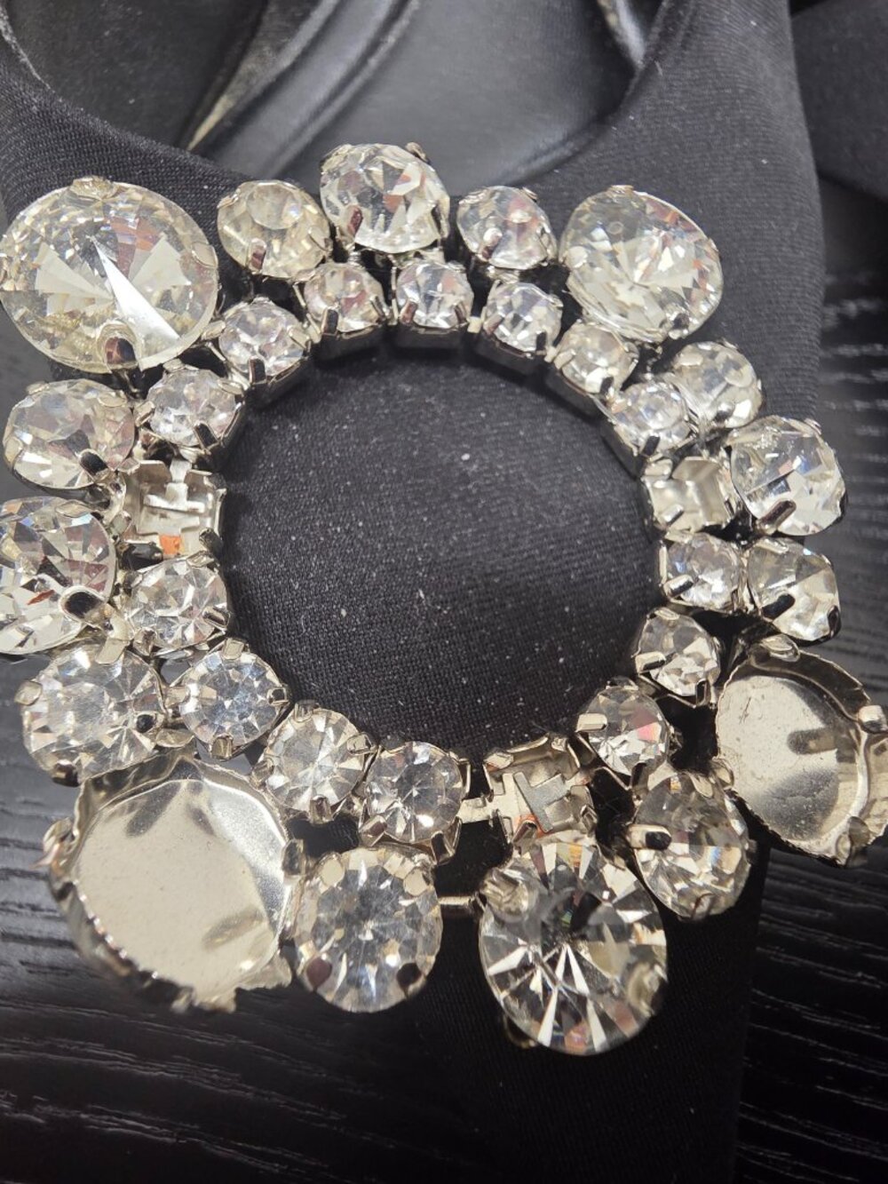 Zara Black Crystal Brooch Slingback Kitten Heels - Picture 6 of 6